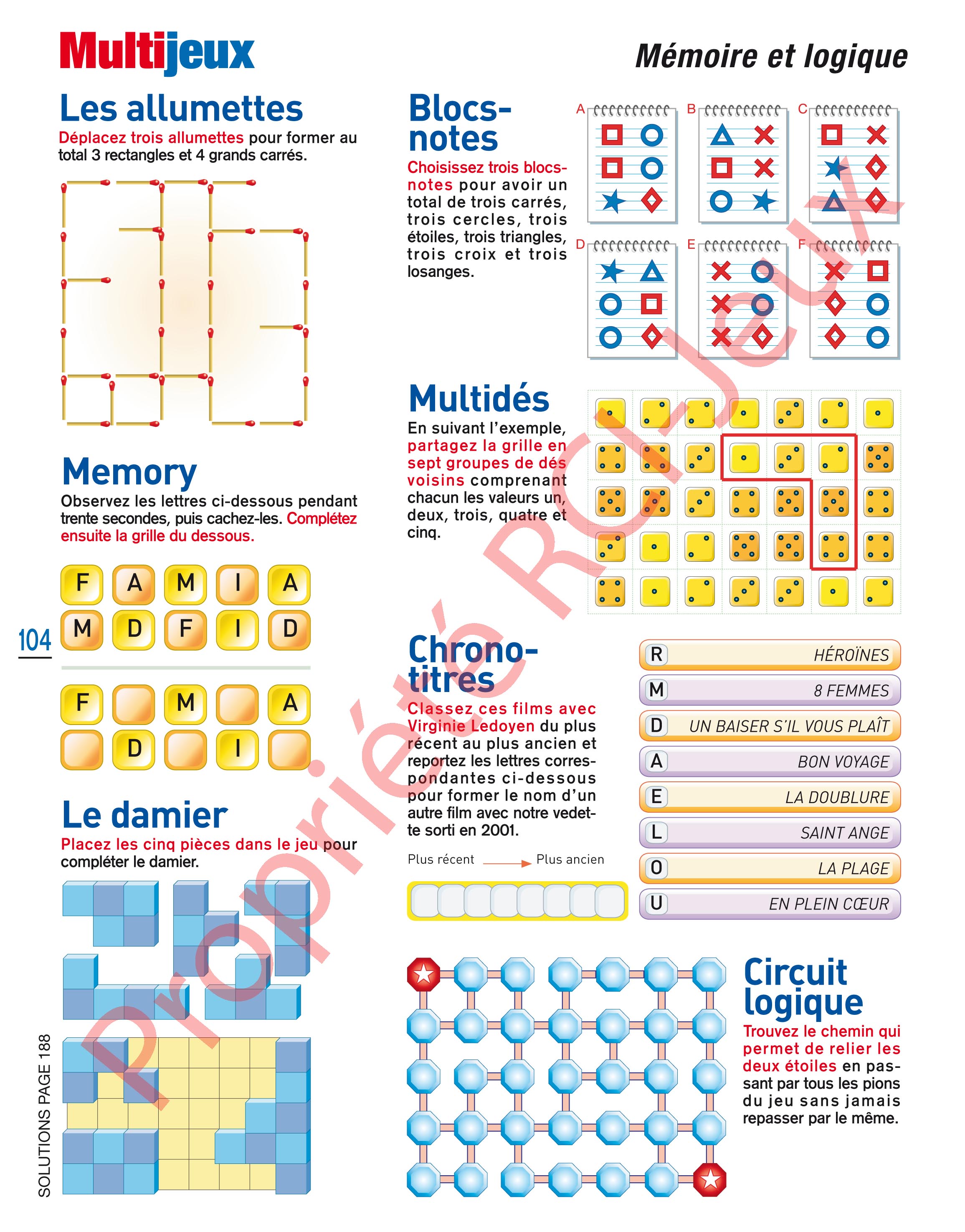 Jeux de logique et mémoire